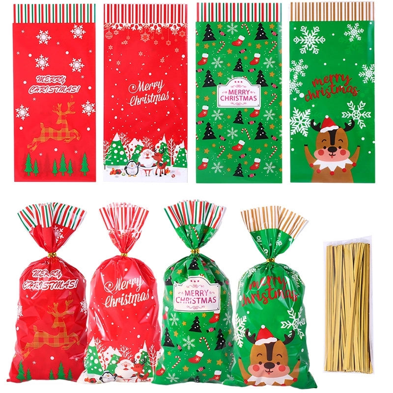 Cross-Border New Arrival Christmas Candy Packaging Bag Santa Claus Snowflake Gift Bag Biscuit Packaging OPP Flat Bag