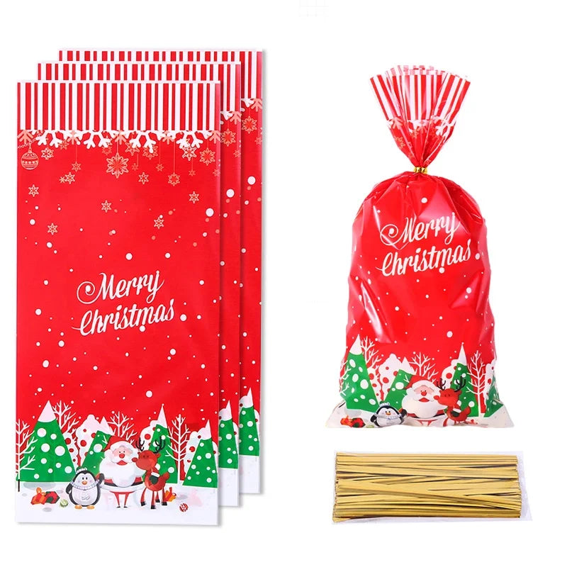 Cross-Border New Arrival Christmas Candy Packaging Bag Santa Claus Snowflake Gift Bag Biscuit Packaging OPP Flat Bag