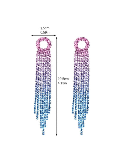 1 Pair Sweet Tassel Plating Inlay Copper Rhinestones Silver Plated Drop Earrings