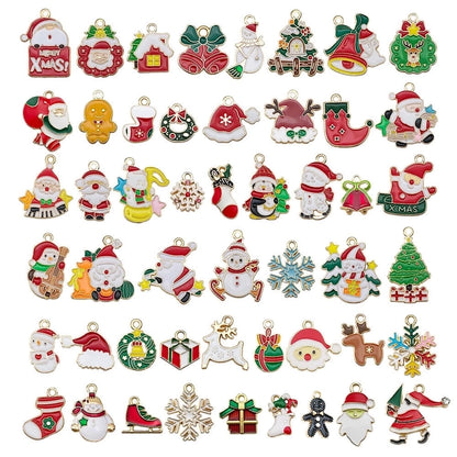 20 PCS/Package 50 PCS/Package 10-30mm Alloy Christmas Tree Snowman Snowflake Pendant Jewelry Accessories