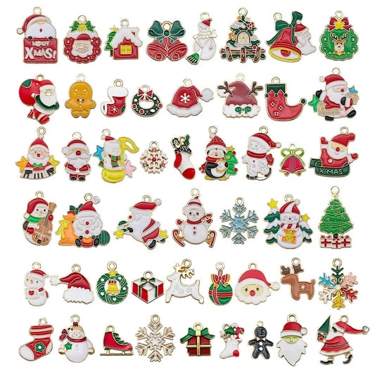 20 PCS/Package 50 PCS/Package 10-30mm Alloy Christmas Tree Snowman Snowflake Pendant Jewelry Accessories