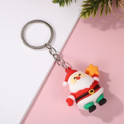 Cute Christmas Tree Santa Claus Elk PVC Metal Christmas Women's Bag Pendant Keychain