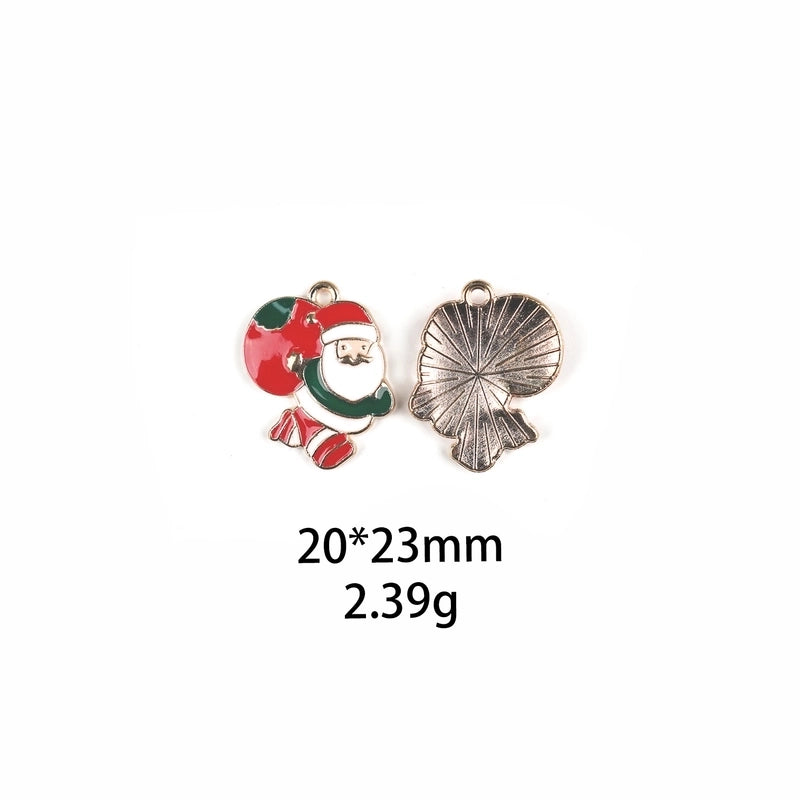 10 PCS/Package Zinc Alloy Christmas Hat Christmas Tree Santa Claus Pendant Jewelry Accessories