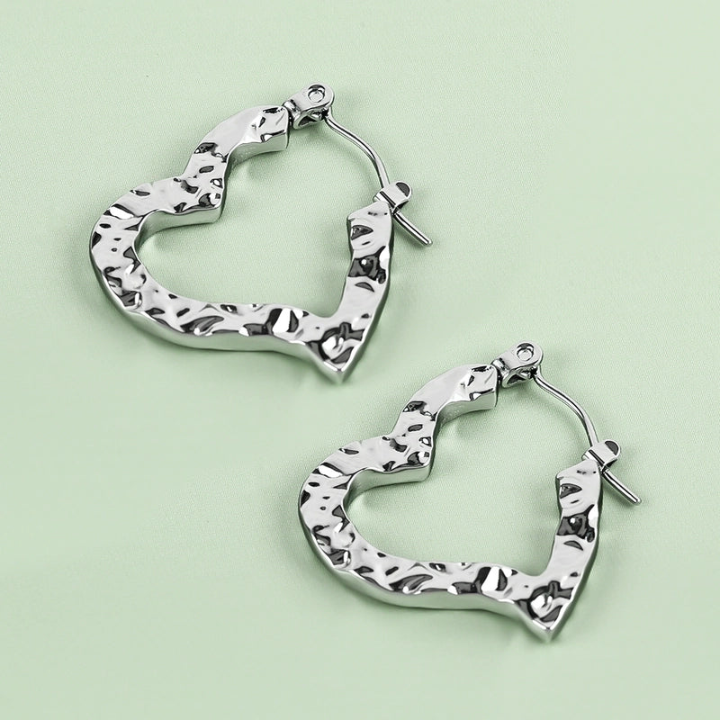 1 Pair Casual Minimalist U Shape Heart Shape Solid Color Polishing 304 Stainless Steel Earrings
