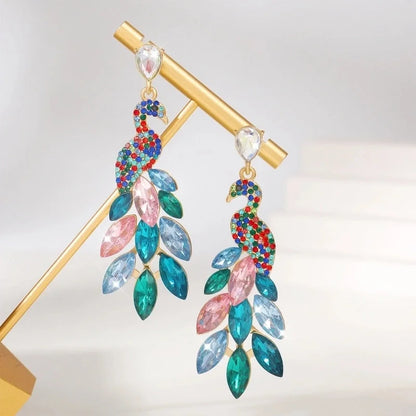1 Pair Glam Luxurious Shiny Inlay Alloy Crystal 18K Gold Plated Drop Earrings