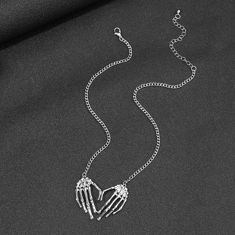 Hip-Hop Skull Hand Alloy Plating Halloween Men'S Pendant Necklace