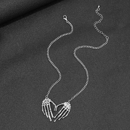 Hip-Hop Skull Hand Alloy Plating Halloween Men'S Pendant Necklace