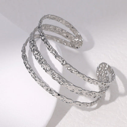 Stripe Stainless Steel Electroplating Bangles