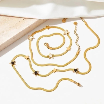 3 Pieces 304 Stainless Steel Titanium Steel White Gold Plated Gold Plated Classic Style Plating Star Bracelets Necklace