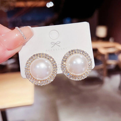 Fashion Star Heart Shape Copper Plating Artificial Pearls Zircon Drop Earrings 1 Pair