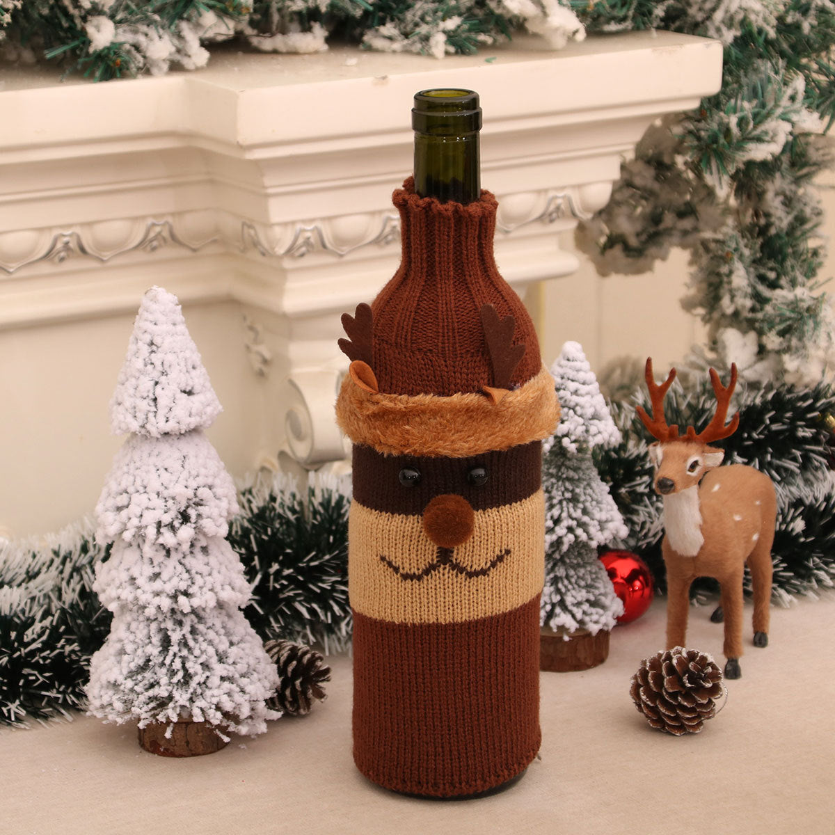 Christmas Decoration Wine Bottle Cover Knitted Yarn Red Wine Cover Christmas Restaurant Hotel Atmosphere Decoration Set