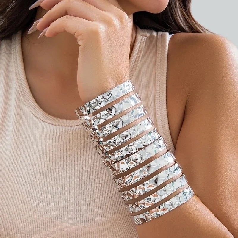 IG Style Geometric Iron White Gold Plated Gold Plated Bangle