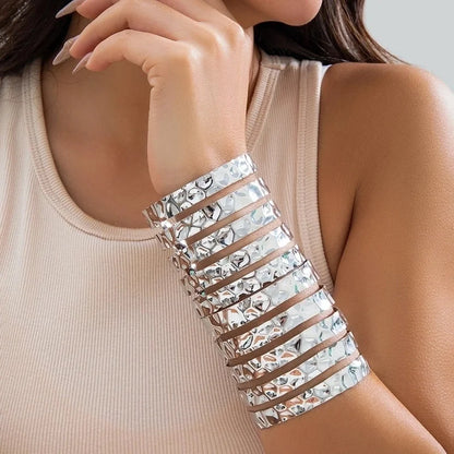 IG Style Geometric Iron White Gold Plated Gold Plated Bangle