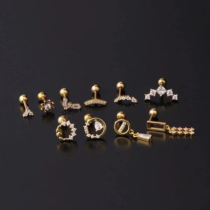 Ear Cartilage Rings & Studs Fashion Geometric Copper Plating Artificial Gemstones