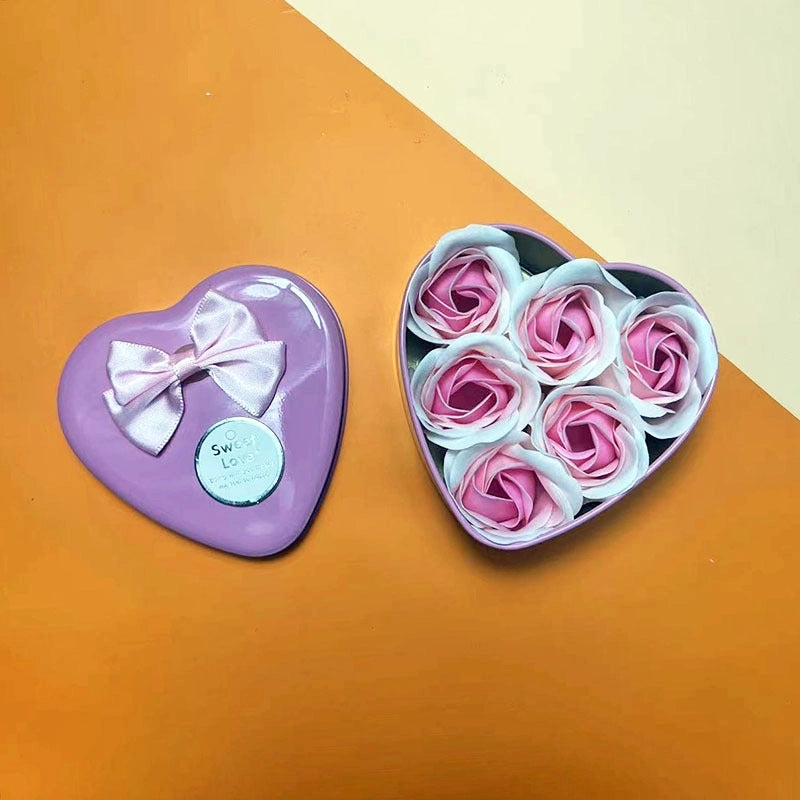 Christmas Valentine'S Day Romantic Heart Shape Iron Date Festival Soap Flower