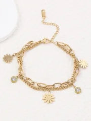 IG Style Classic Style Sunflower Heart Shape 304 Stainless Steel Bracelets In Bulk