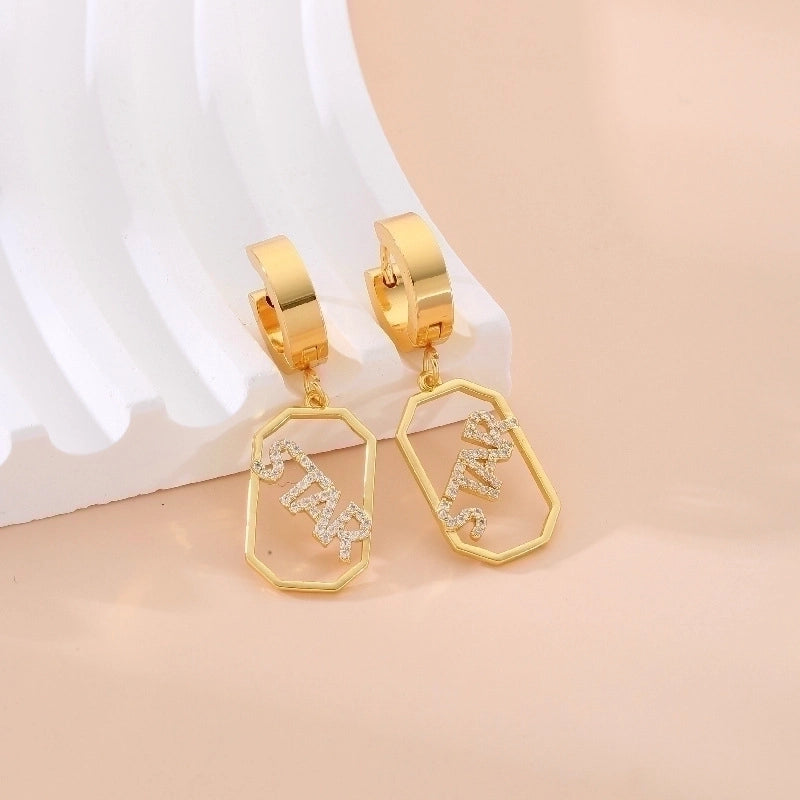 1 Pair Sweet Tree Fruit Plating Inlay 304 Stainless Steel Zircon K Gold Plated Drop Earrings