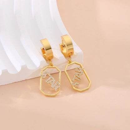 1 Pair Sweet Tree Fruit Plating Inlay 304 Stainless Steel Zircon K Gold Plated Drop Earrings