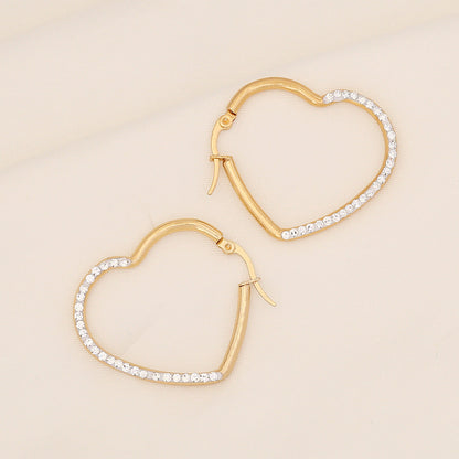 Fashion Heart Geometric Droplet Stainless Steel Electroplating Earrings