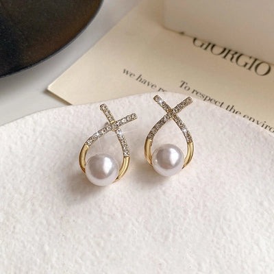 1 Pair Minimalist Round Inlay Alloy Zircon Ear Studs