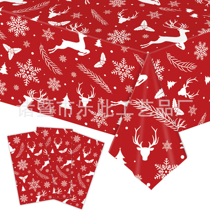 3 Pieces Christmas Tablecloth Holiday Party Tablecloth Christmas Tree Tablecloth Red And Green Christmas Theme Tablecloth Table Cover