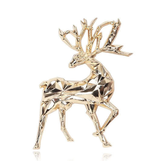 New Three-dimensional Deer Brooch Golden Christmas Deer Animal Men's Corsage Women's Clothing Accessories Korean