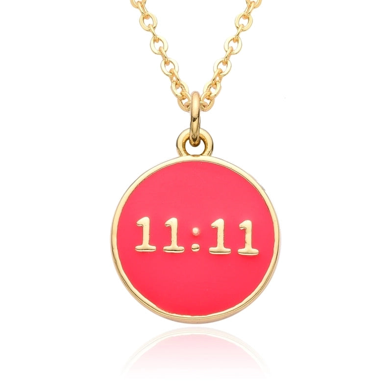 2 Pieces Copper Enamel Geometric Number Pendant Necklace