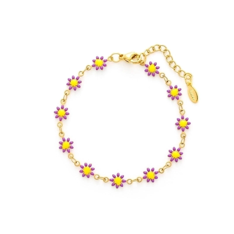 Cute Flower Stainless Steel 18K Gold Plated None Bracelets In Bulk