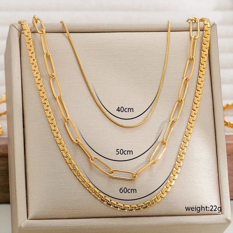 Hip-Hop Hawaiian Tropical Solid Color 304 Stainless Steel Three Layer Necklace