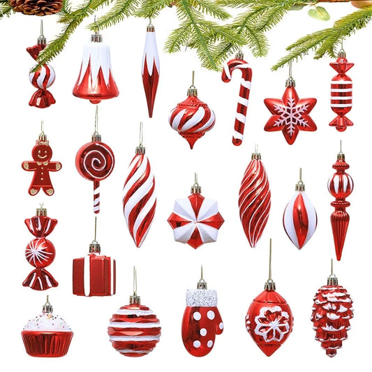 Christmas Minimalist Classic Style Color Block Plastic Party Hanging Ornaments Decorative Props