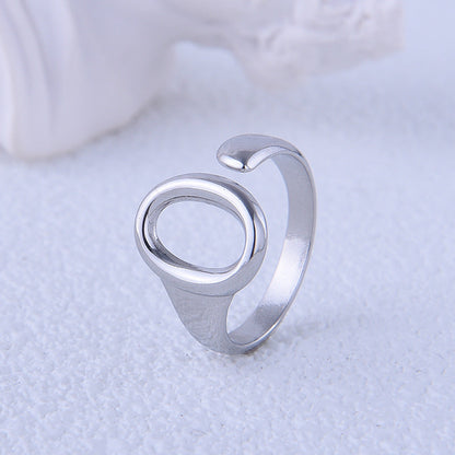 Minimalist Ellipse Geometric Titanium Steel Electroplating Rings