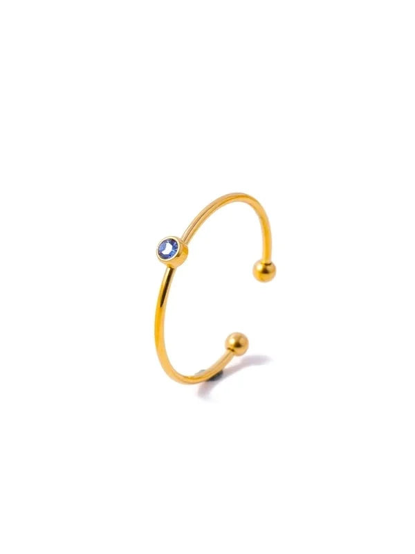 Casual Minimalist Round 304 Stainless Steel Zircon Inlay Open Rings