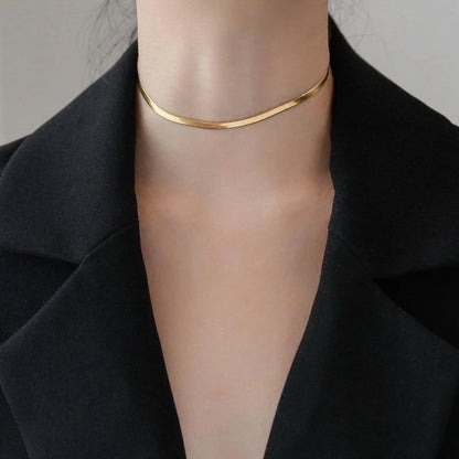 304 Stainless Steel 18K Gold Plated IG Style Plating Solid Color Choker