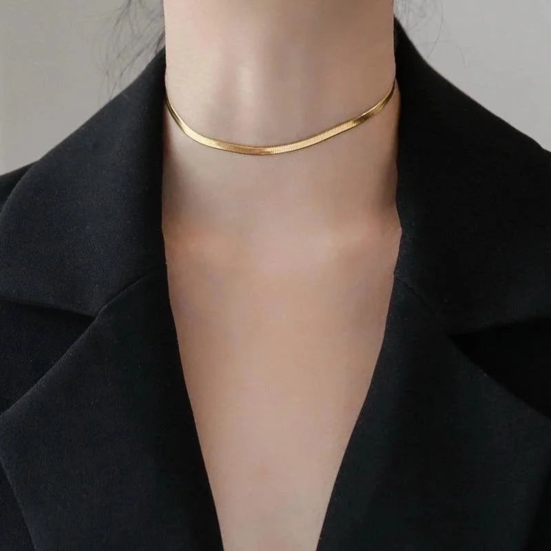 304 Stainless Steel 18K Gold Plated IG Style Plating Solid Color Choker
