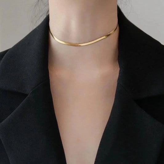304 Stainless Steel 18K Gold Plated IG Style Plating Solid Color Choker