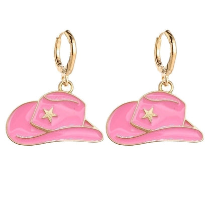 New Vintage Personalized Cowboy Boots Earrings Fashion Hat Alloy Oil Drop Pendant Earrings Europe And The United States Jewelry