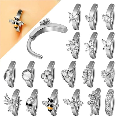 1 Piece Belly Rings Casual Hawaiian Tropical Flower Butterfly 304 Stainless Steel Inlay Zircon