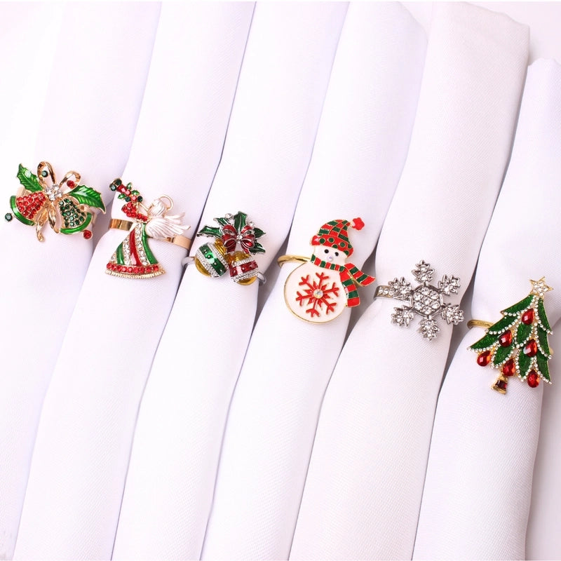 Cute Christmas Tree Santa Claus Alloy Napkin Rings 1 Set Of 6