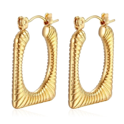 1 Pair Minimalist Classic Style Solid Color Plating 201 Stainless Steel 18K Gold Plated Earrings