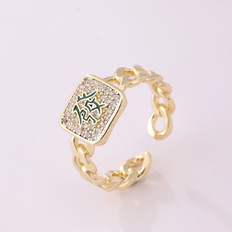 Lady Heart Shape Crown Flower Copper Zircon Inlay Open Rings