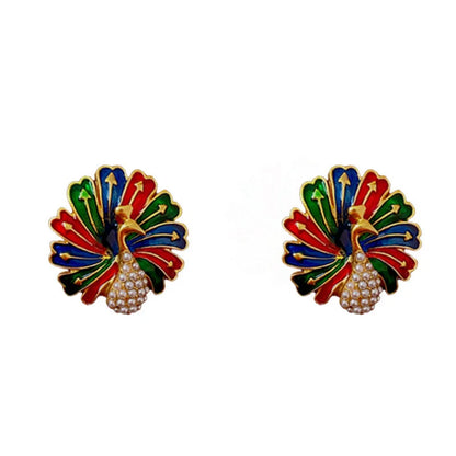 Mid-century Modern Round Geometric Copper Electroplating Earrings