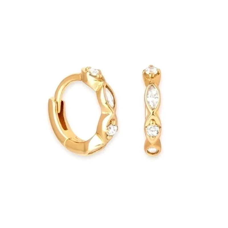 1 Pair Retro Round Copper Zircon Hoop Earrings