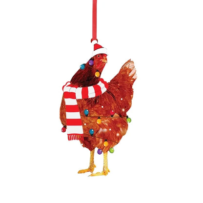 Christmas Cute Chicken Wood Party Hanging Ornaments