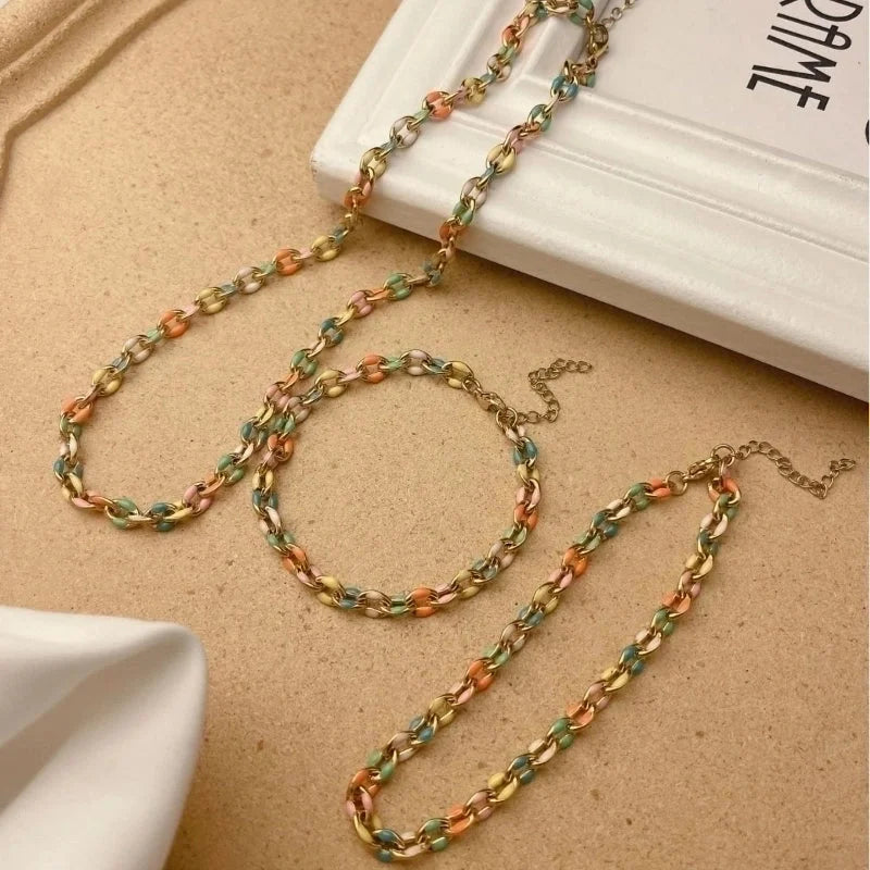 304 Stainless Steel Casual Minimalist Plating Geometric Bracelets Anklet Necklace