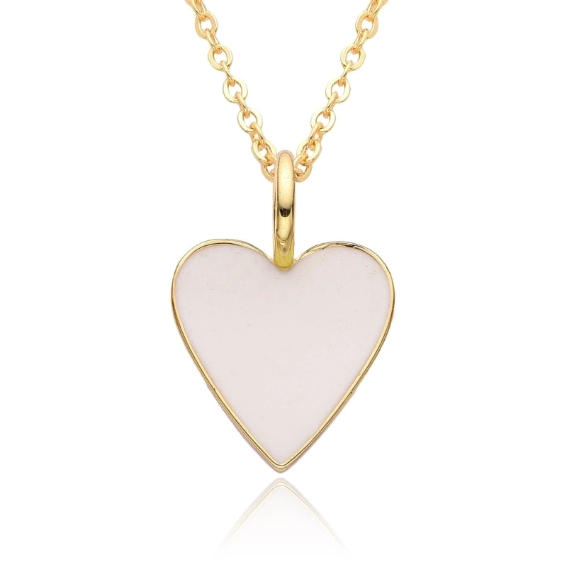 Copper IG Style Minimalist Heart Shape Enamel Plating Pendant Necklace