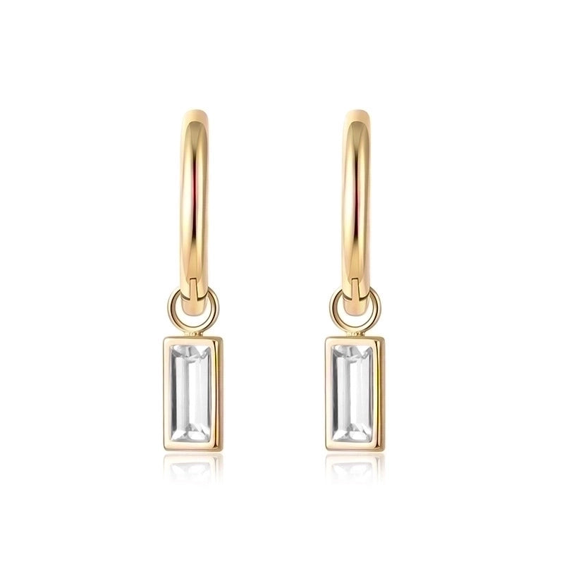 Minimalist Geometric Gold Plated 304 Stainless Steel Titanium Steel Glass 18K Gold Plated Earrings