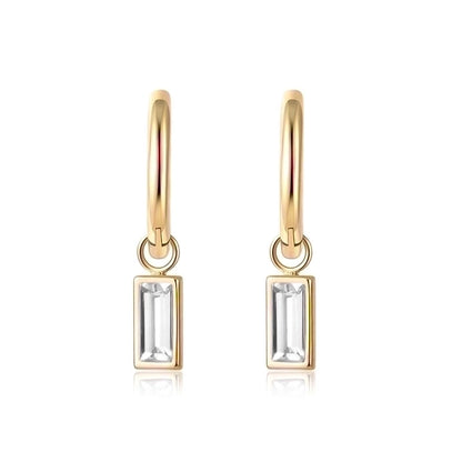 Minimalist Geometric Gold Plated 304 Stainless Steel Titanium Steel Glass 18K Gold Plated Earrings