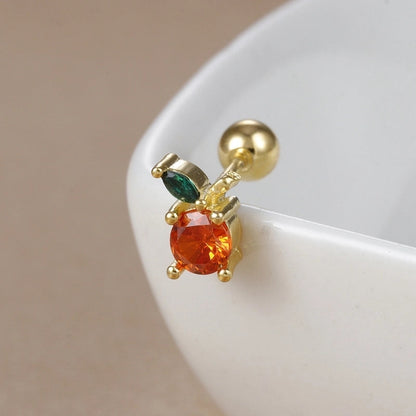 1 Piece Ear Cartilage Rings & Studs IG Style Ice Cream Heart Shape Candy 304 Stainless Steel Inlay Zircon 18K Gold Plated Ear Cartilage Rings & Studs