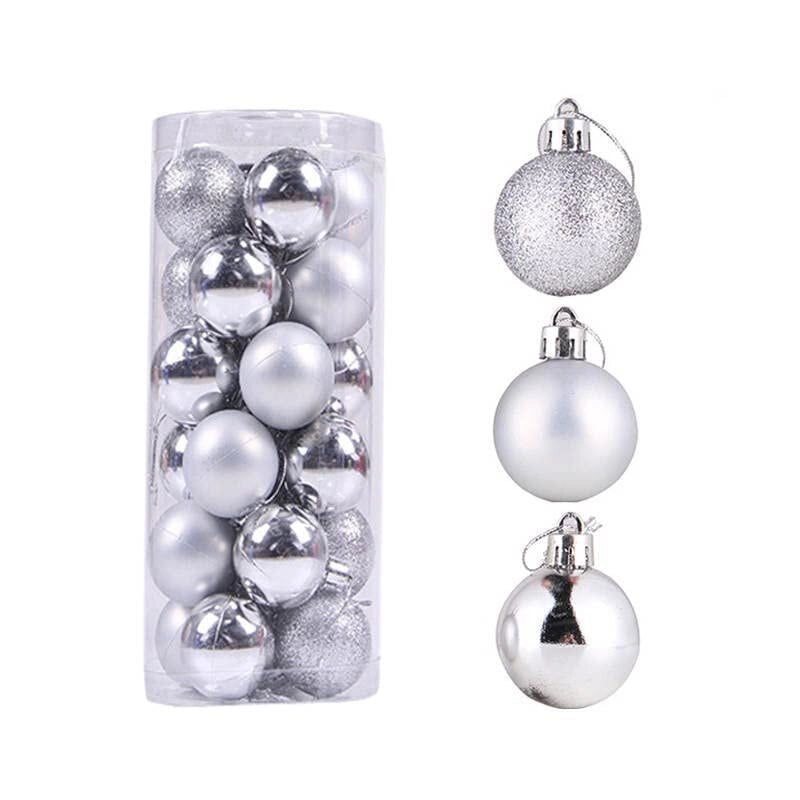 Factory In Stock 24Pcs Christmas Plastic Colored Ball Barrel Shopping Mall Holiday Party Pendant Christmas Tree