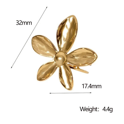 IG Style Vacation Flower 304 Stainless Steel 18K Gold Plated Open Rings